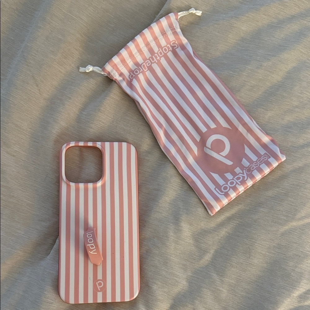 Loopy Pink and White Striped iPhone 16 Pro Max Case